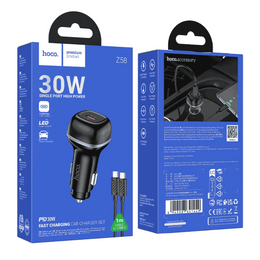 Car charger set 30W hoco Z58 (with 1m USB-C to USB-C cable)