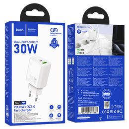 Dual port fast charging adapter Hoco N63 white