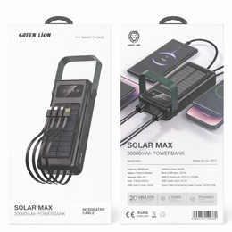 Solar max power bank 30000mAh Green lion