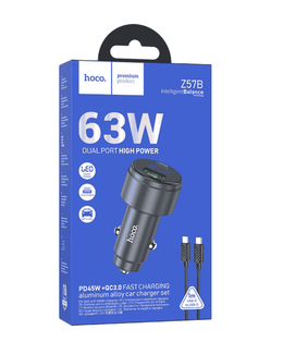 Car charger set 63W hoco Z57B (with 1m USB-C to USB-C cable)