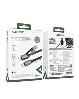 Fast charging USB-A/C to USB-C cable Acefast C13-04 (black)